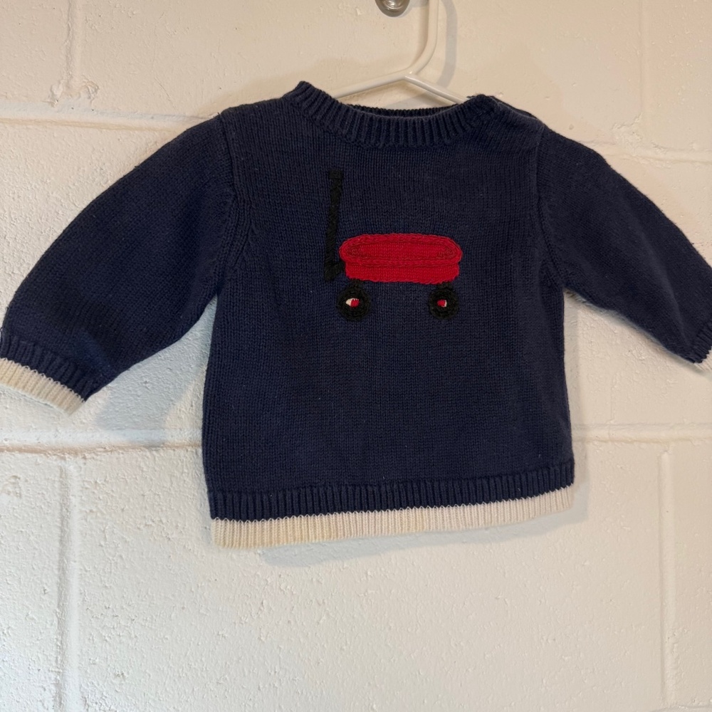 Gymboree Babies Navy Blue & Red Wagon Sweater Size 0-3 months